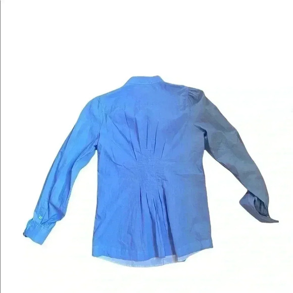 Size 6 Blue and White BANANA REPUBLIC Button Down Blouse - Picture 3 of 5